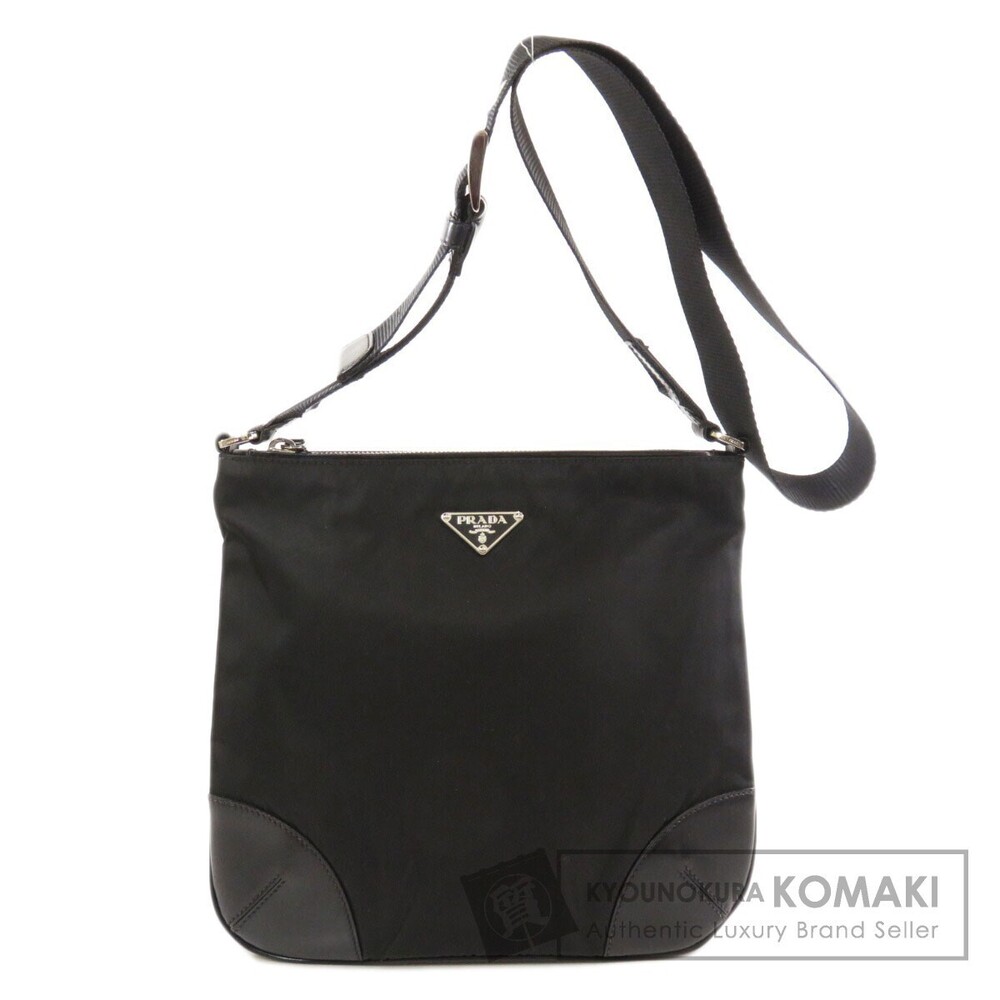 Prada Logo Plate TESSUTO Shoulder Bag Leather